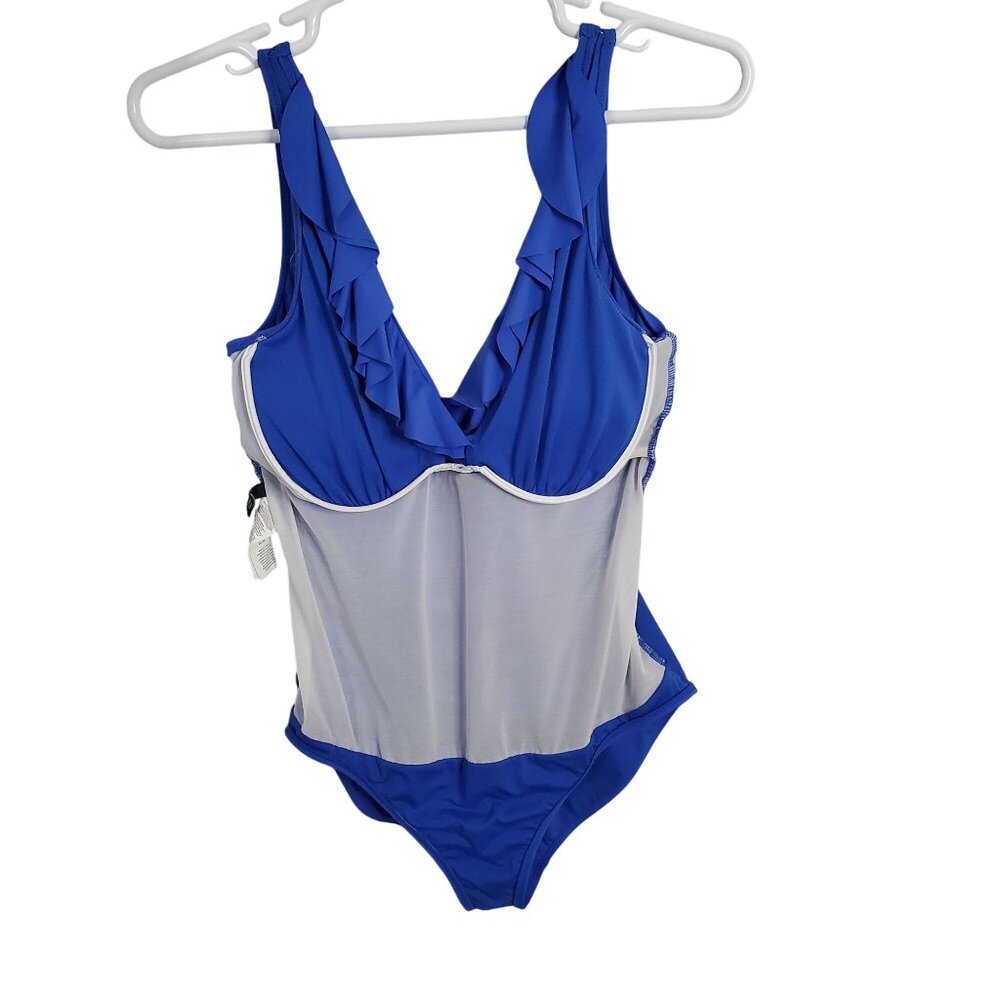 LRL Ralph Lauren Size 16 Swimsuit Bathing Suit One Piece Underwire Ruffle Front - Picture 9 of 13